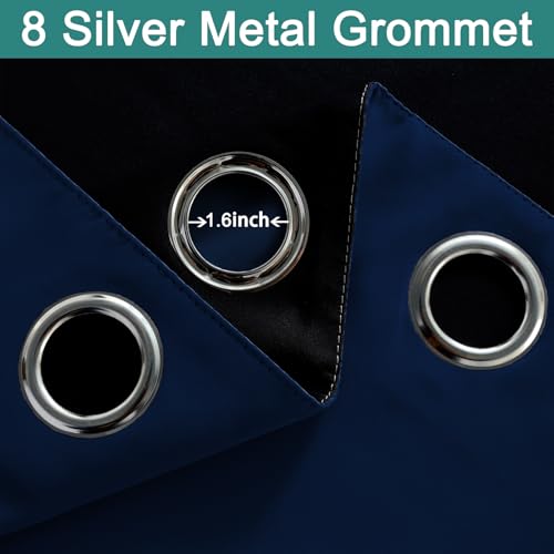 Navy Blue Blackout Curtains 96" Long for Bedroom 52" Wide 1 Panel (52"W x 96"L (Pack of 1) / Navy Blue)