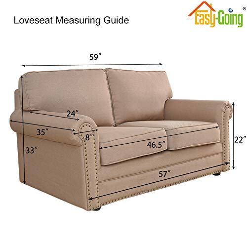 Stretch Loveseat Couch Covers Washable Cream (Medium Loveseat / Cream)