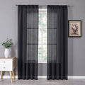Sheer Curtain Linen Textured Living Room Curtains Sheer Light Filtering Rod Pocket Voile Curtain for Bedroom (54"W x 72"L (Pack of 2) / Black)