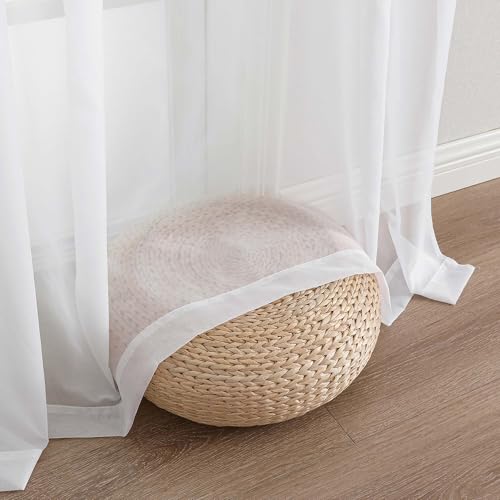 White Bedroom Curtains 96 Length for Farmhouse (White / 59"W x 96"L (Pack of 2))
