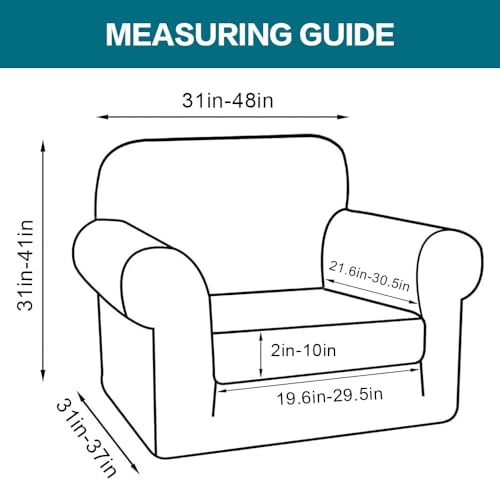 2 Piece Chair Covers Chair Slipcovers for Living Room Armchair Couch Cover Chair Sofa Cover with Individual Cushion Covers Furniture Cover for Chairs Feature Jacquard Fabric (Armchair (1 Cushion) / Rust)