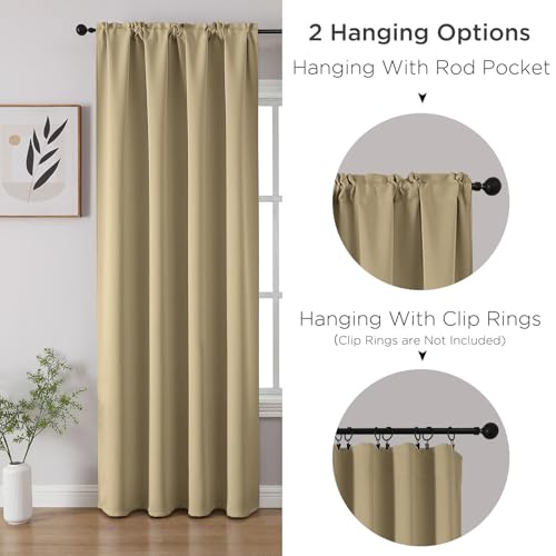 Beige Blackout Curtain 45 inch Length 2 Panels (Beige / 52"W x 45"L (Pack of 2))