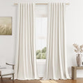 Beige White 100% Blackout Linen Curtains 120 Inch Length 2 Panels Set for Living Room Bedroom Back Tab Thermal Insulated Black Out Drapes Room Darkening Farmhouse Style for Bedroom Window Curtains (Beige White / 52"W x 120"L (Pack of 2))