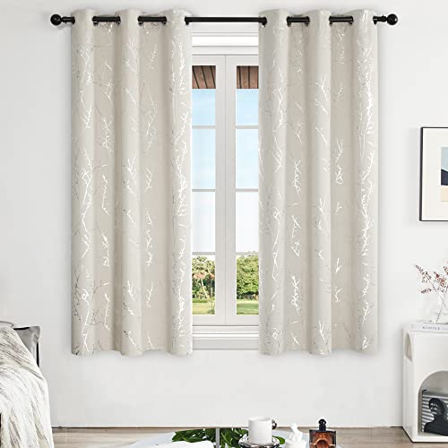 Living Room Curtains 63 Inches Long (Light Beige/Tree Branch / 42"W x 63"L (Pack of 2))