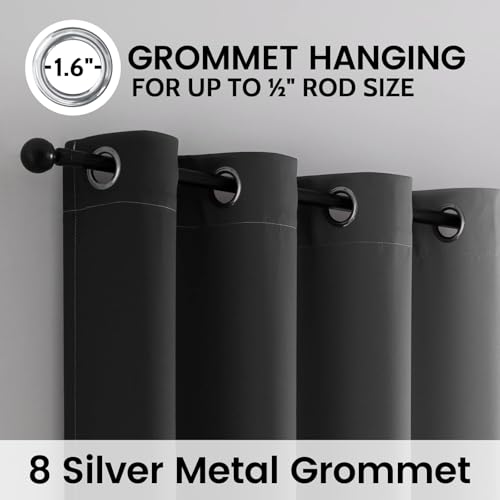100% Blackout Ombre Bedroom Curtains Black and Greyish White (52"W x 45"L (Pack of 2) / Black White)