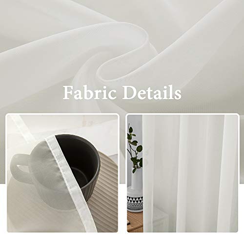 Ivory Window Sheer Curtains 2 Panels Width 38 x Length 45 Inches (Ivory / 38"W x 45"L (Pack of 2))