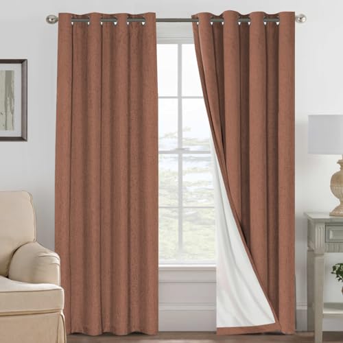 100% Blackout Linen Curtains 96" L 2 Panels Washed Spice (Washed Spice / 52"W x 96"L (Pack of 2))