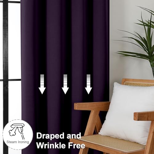 Ava BlackBerry Blackout Curtains for Bedroom 63 Inch Length 2 Panels Set (Blackberry / 40"W x 63"L (Pack of 2))