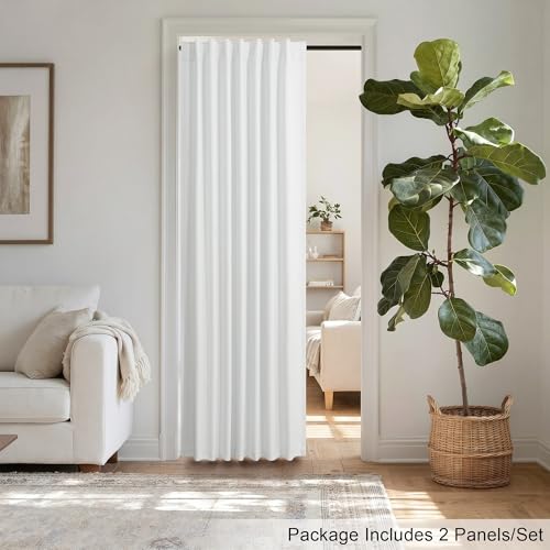 Complete Blackout Curtains White 80 Inches Long Kitchen Curtain Custom Drape for Cabin Door 2 Panels Sound Proof Draft Cold Warm Sun Blocking Modern Living Room Retro Beach Back Tab Cortinas Para Sala (White / 52"W x 80"L (Pack of 2))