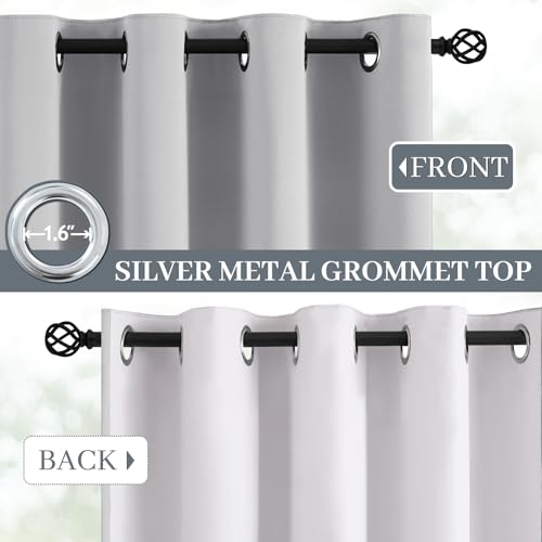 100% Blackout Curtains W100xL84 inch Light Grey Sliding Door Drapes (Light Grey / 100"W x 84"L (Pack of 1))