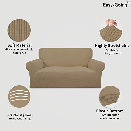Stretch Loveseat Couch Covers Washable Tan (Medium Loveseat / Tan)