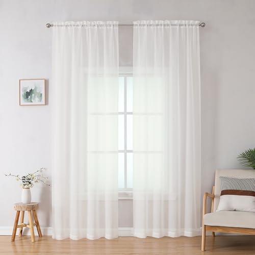 Sheer Curtains 78 inch Length (Ivory / 42"W x 78"L (Pack of 2))