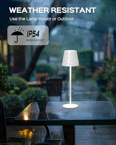 Cordless Table Lamps Rechargeable (2 Pack-Round Base / White)