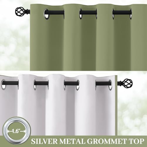 Sage Blackout Curtains 63 Inches Long for Bedroom 50" Wide 2 Panel (50"W x 63"L (Pack of 2) / Sage Green)
