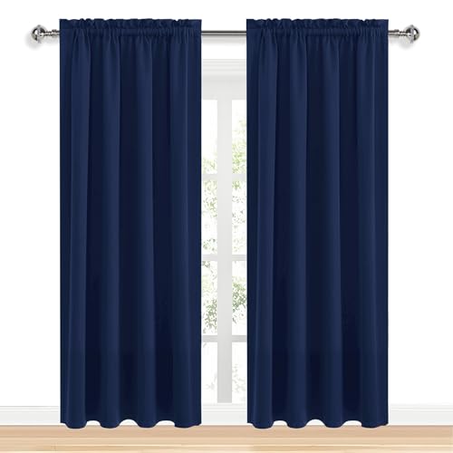 Blackout Curtains for Bedroom 42 x 84 Inch Long Navy Blue 2 Panels (Navy Blue / 42"W x 84"L (Pack of 2))
