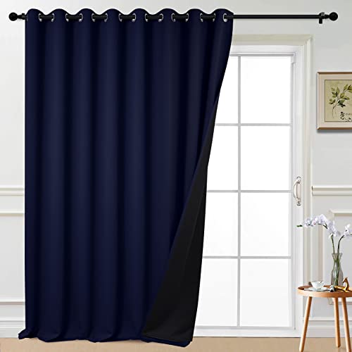 Navy Blue Blackout Patio Door Curtain Panels W100 x L108 (100"W x 108"L (Pack of 1) / Navy Blue)