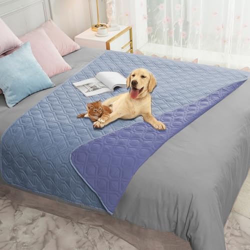 Waterproof Dog Bed Cover Pet Blanket for Furniture Bed Couch Sofa Reversible (52x82 Inch (Pack of 1) / Stoneblue+violetblue)