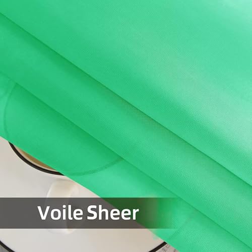 Solid Sheer Rod Pocket Curtain Voile Draperies 2 Panels White Beige Black Grey Ivory 52 Inch Width 96 Inch Long 1 Pair for Kitchen Bedroom Children Living Room Yard (Grass Green / 52"W x 96"L (Pack of 2))