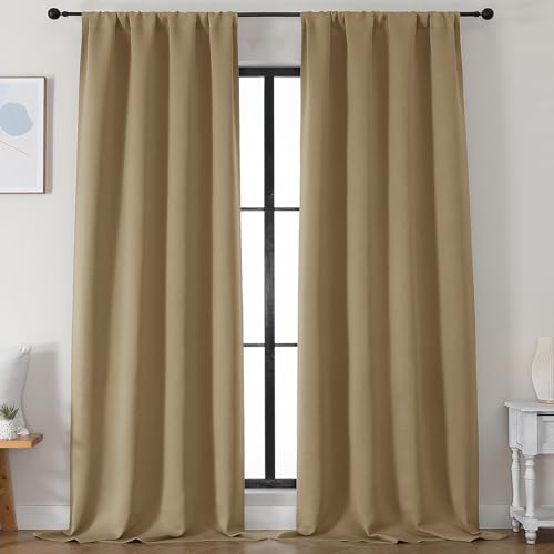 Taupe Blackout Curtains for Bedroom 96 Inches Long 2 Panels (Taupe / 50"W x 96"L (Pack of 2))