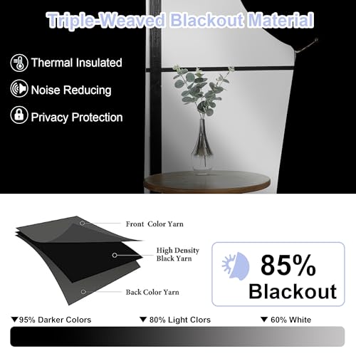 Ava Stone Blackout Curtains for Bedroom 84 Inch Length 2 Panels Set (Stone / 50"W x 84"L (Pack of 2))