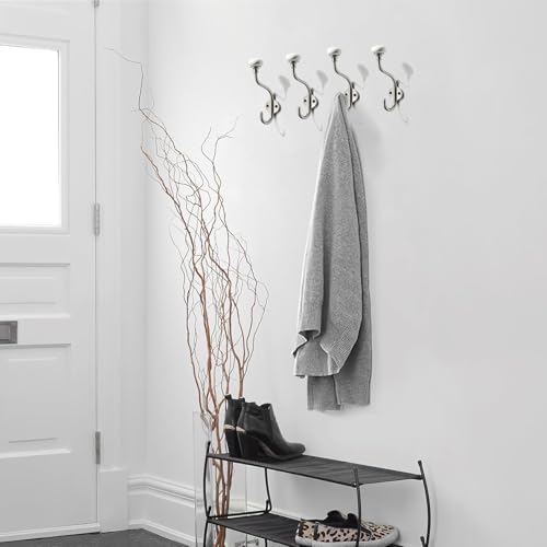 3 Pack Zinc Alloy Brushed Satin Nickel Coat Hooks Modern (Brushed Satin Nickel)