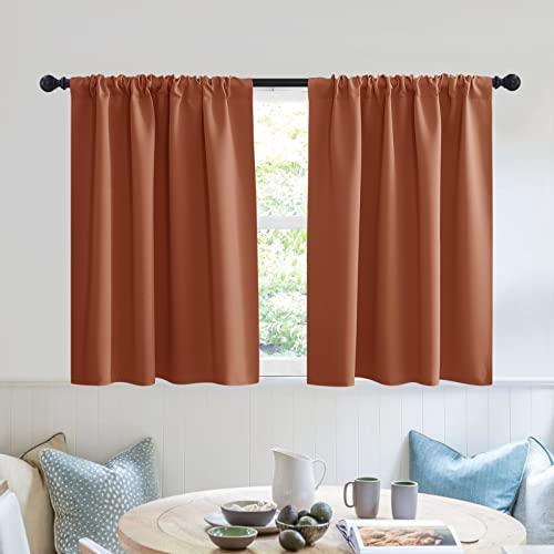 Short Blackout Privacy Curtains 30 inch Long for Bathroom Window (Burnt Orange / 42"W x 30"L (Pack of 2))