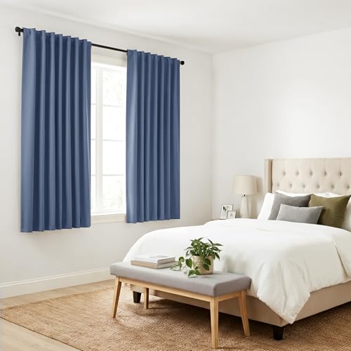 Short Curtains for Small Window (Blue Haze / 42"W x 36"L (Pack of 2))