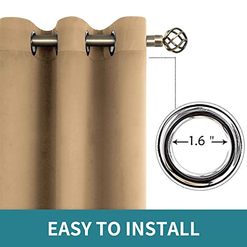 Blackout Curtains for Living Room (Khaki / 42"W x 63"L (Pack of 2))