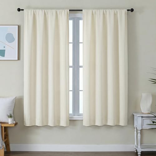 Ava Light Beige Light Filtering Curtains for Bedroom 63 Inch Length 2 Panels Set (Light Beige / 40"W x 63"L (Pack of 2))