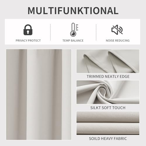 Blackout Curtains 72 Inch Length 2 Panels Set (Natural / 52"W x 72"L (Pack of 2))