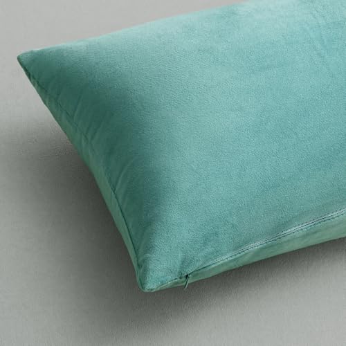 26x26 Inch Pack of 2 Euro Velvet Throw Pillow Covers Aqua Green (26" x 26" (Pack of 2) / Aqua Green)