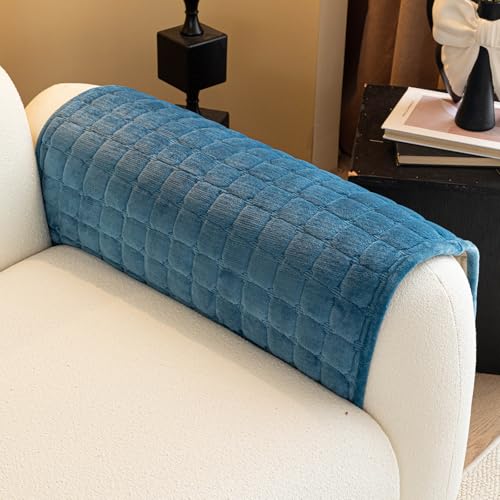 Sectional Velvet Couch Covers for 1 Seat (Lake Blue / 1PC/35.4"x35.4"/Backrest & Single)
