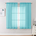 Sheer Curtains 63 inch Length 2 Panels Set for Bedroom Living Room (Aqua / 42"W x 63"L (Pack of 2))