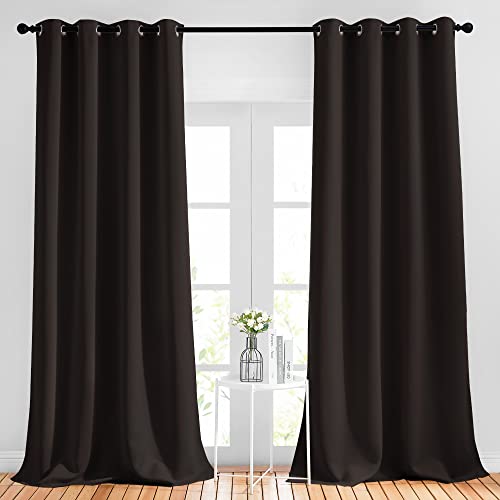 Blackout Thick Window Curtains (Toffee Brown / 52"W x 108"L (Pack of 2))