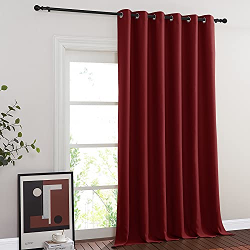 Blackout Room Divider Curtains for Sliding Glass Doors 102 Inches Long 1 Panel (Burgundy Red / 80"W x 102"L (Pack of 1))