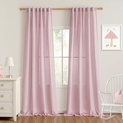 Extra Long Country Curtains for Sliding Glass Door Windows (50"W x 108"L (Pack of 2) / Light Pink)