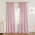 96 Inches Length Pink Curtains for Girls Bedroom Living Room Semi Sheer Light Filtering Nursery Window Drapes (50"W x 96"L (Pack of 2) / Light Pink)