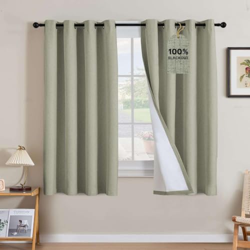 100% Blackout Linen Curtains 63" L 2 Panels Heathered Tea (Heathered Tea / 52"W x 63"L (Pack of 2))