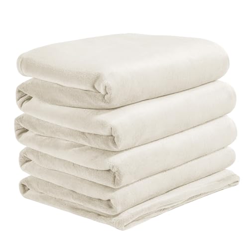 Fleece Blanket Soft Plush Oversized Bed Blanket Cream 120"x120" (Cream / Oversized King(120"x120"))