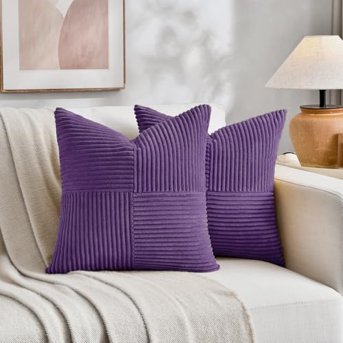 2 Packs Purple Decorative Throw Pillow Covers 20x20 Inch for Living Room Couch Bed (Purple / 20" x 20" (Pack of 2))