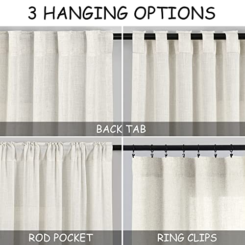 Cream Kitchen Cafe Curtains 40 Inch Length 2 Panel Set Back Tab Pocket Semi Sheer Light Filtering Short Curtain Natural Farmhosue Small Curtains for Basement Window Bathroom Living Room 52x40 (52"W x 40"L (Pack of 2) / Natural)