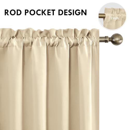 Short Blackout Curtains 52 x 36 Inch Long for Kitchen RV Bunk Beige (Beige / 52"W x 36"L (Pack of 2))