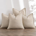Beige Boho Linen Decorative Pillow Covers 24x24 Inch Pack of 4 (24" x 24" (Pack of 4) / Beige)