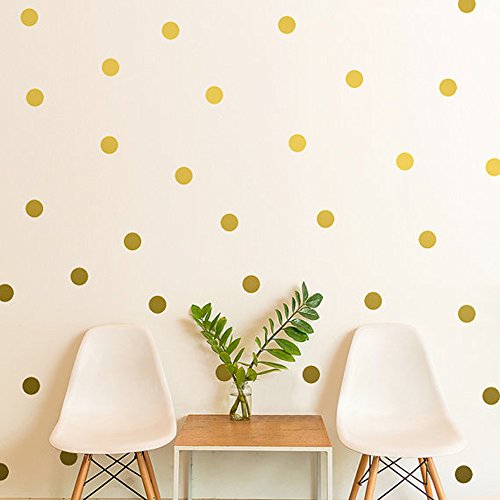 Gold Polka Dot Wall Decals for Girls Bedroom (Gold Dot / 10 Sheets)