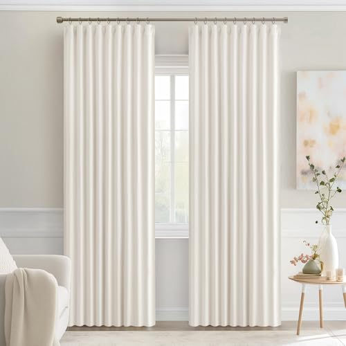Ivory Back Tab Blackout Curtains 52x84 Inch Length 2 Panels Set (Ivory / 52"W x 84"L (Pack of 2))