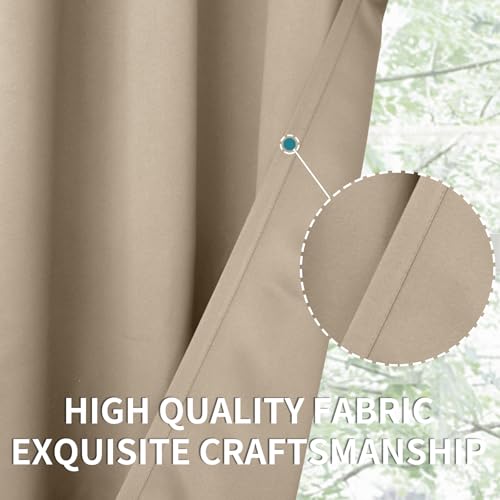 Sand Room Darkening Curtains 63 Inch for Bedroom (Sand / 38"W x 63"L (Pack of 2))