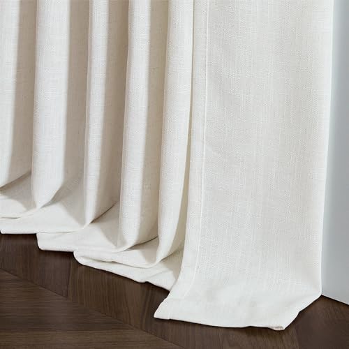 Natural Cream Linen Cafe Curtains 24 Inch Length Pinch Pleated 2 Panels Set (Natural / 40"W x 24"L (Pack of 2))