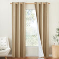 100% Absolutely Blackout Linen Curtains with Thermal Insulated White Liner (42"W x 84"L (Pack of 2) / Camel)