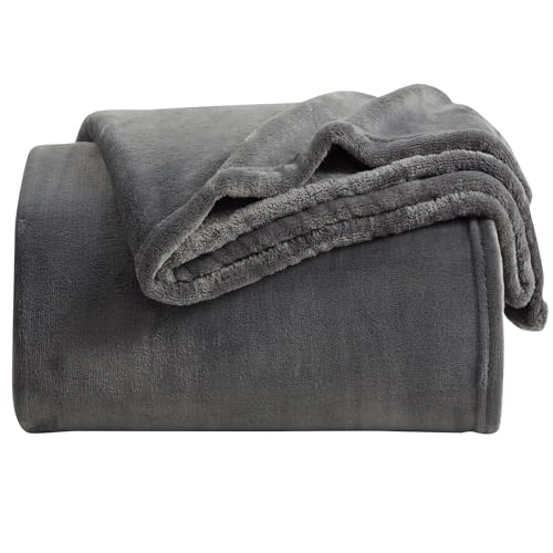 Fleece Blanket Throw Size Dark Grey Lightweight Super Soft Cozy Fuzzy Bed Blankets Microfiber Factory Shop (Dark Grey / Throw(50"x60"))