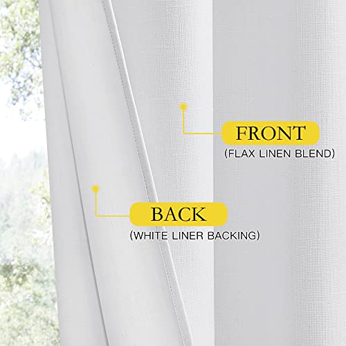 100% Absolutely Blackout Linen Curtains with Thermal Insulated White Liner (34"W x 60"L (Pack of 2) / White)